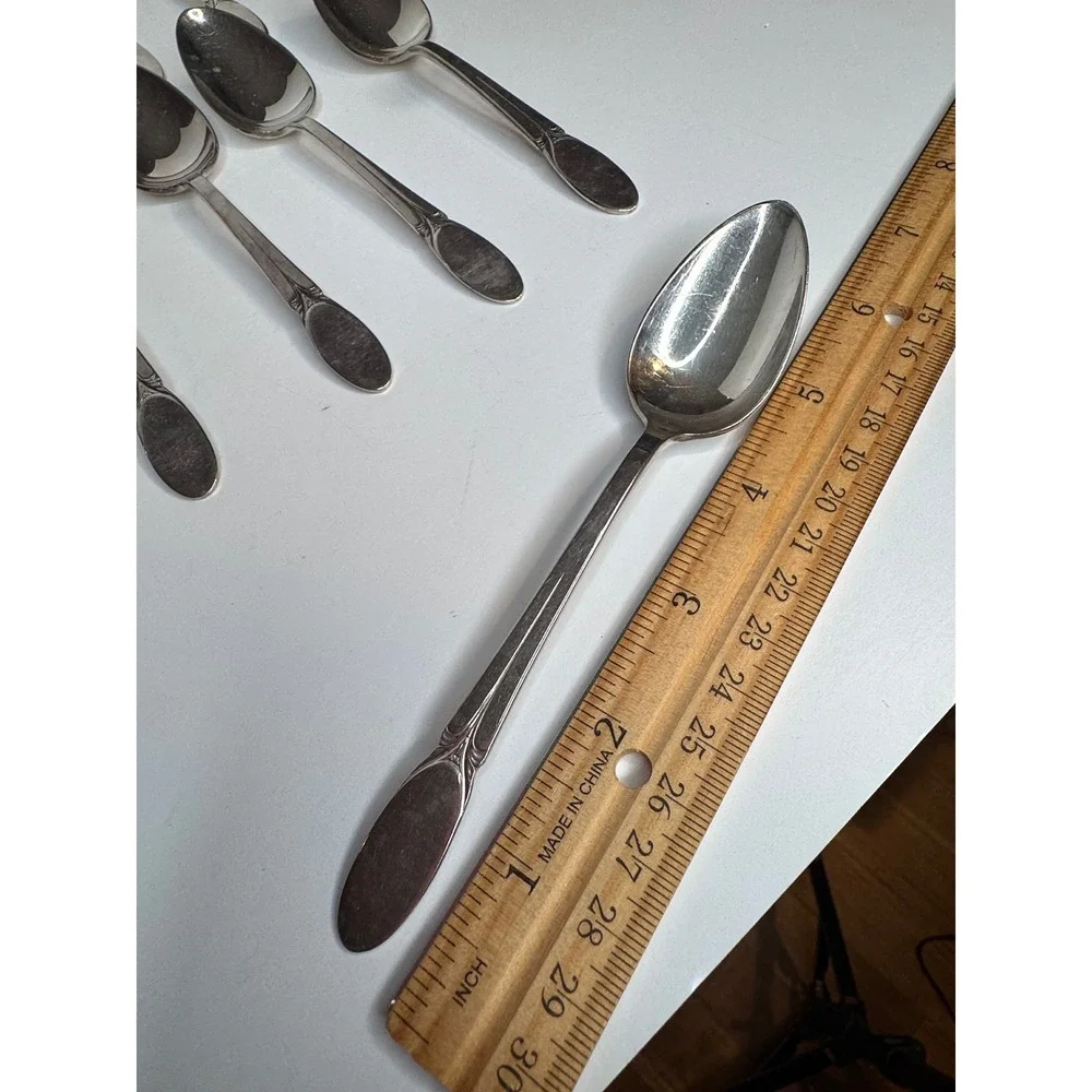 Vintage Rogers Bros IS Silverplate Teaspoons‎ Set 11 Art Deco Style Flatware